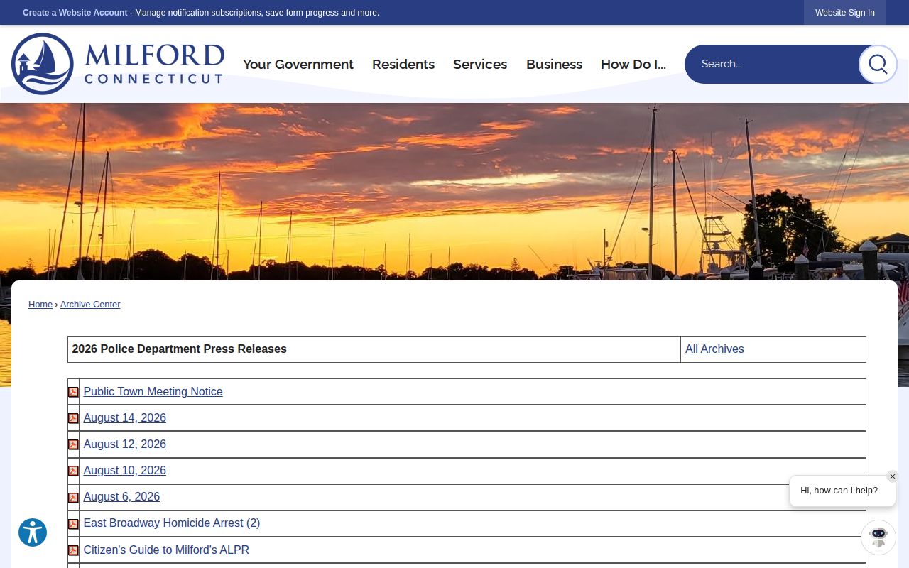 Milford Police arrest release archive for busted mugshot records